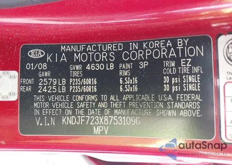 2008 Kia Sportage Ex V6 z USA, uszkodzony, nr VIN KNDJF723X87531096